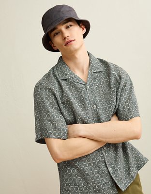 AE Relaxed Fit Camp Collar Button-Up Shirt