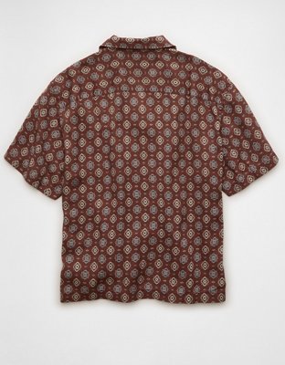 AE Relaxed Fit Camp Collar Button-Up Shirt