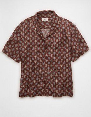 AE Relaxed Fit Camp Collar Button-Up Shirt