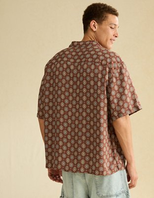 AE Relaxed Fit Camp Collar Button-Up Shirt