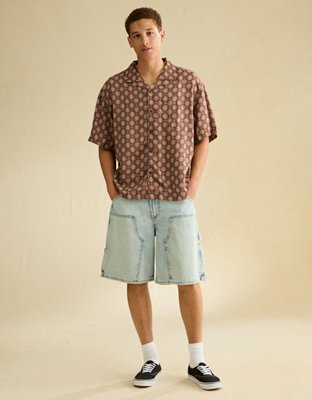 AE Relaxed Fit Camp Collar Button-Up Shirt
