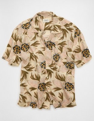 AE Relaxed Fit Camp Collar Button-Up Shirt