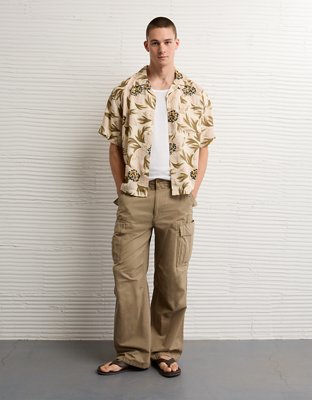 AE Relaxed Fit Camp Collar Button-Up Shirt