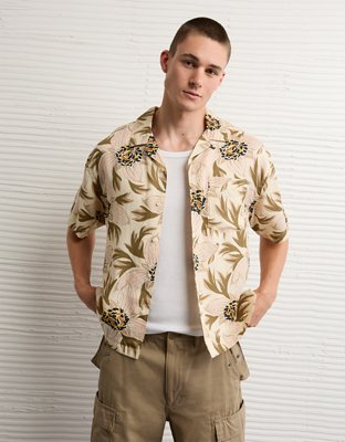 AE Relaxed Fit Camp Collar Button-Up Shirt