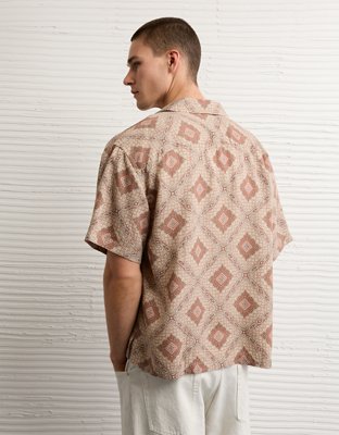 AE Relaxed Fit Camp Collar Button-Up Shirt