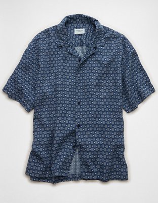 AE Relaxed Fit Camp Collar Button-Up Shirt