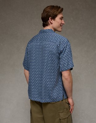 AE Relaxed Fit Camp Collar Button-Up Shirt