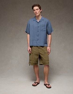 AE Relaxed Fit Camp Collar Button-Up Shirt