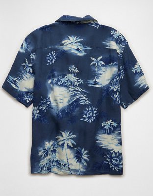 AE Relaxed Fit Camp Collar Button-Up Shirt