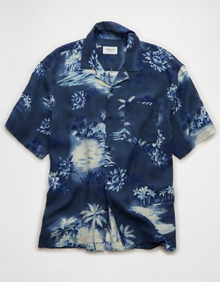 AE Relaxed Fit Camp Collar Button-Up Shirt