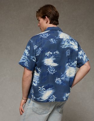 AE Relaxed Fit Camp Collar Button-Up Shirt