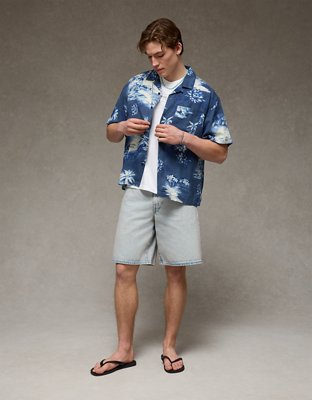 AE Relaxed Fit Camp Collar Button-Up Shirt