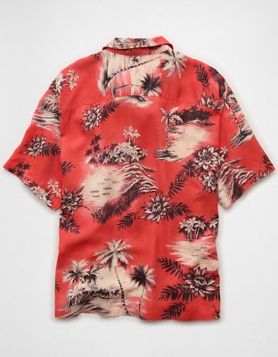 AE Relaxed Fit Camp Collar Button-Up Shirt