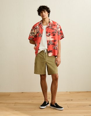 AE Relaxed Fit Camp Collar Button-Up Shirt
