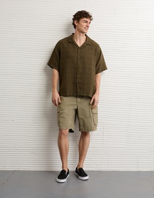 AE Relaxed Fit Camp Collar Button-Up Shirt