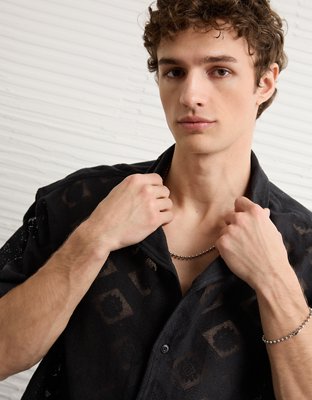 AE Relaxed Fit Camp Collar Button-Up Shirt