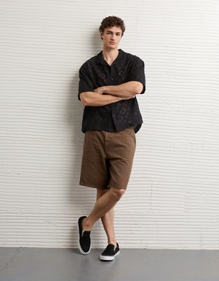 AE Relaxed Fit Camp Collar Button-Up Shirt