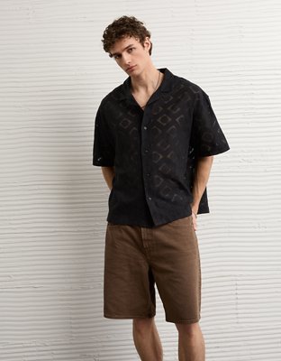 AE Relaxed Fit Camp Collar Button-Up Shirt