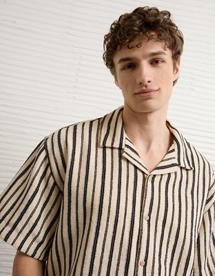 AE Relaxed Fit Camp Collar Button-Up Shirt