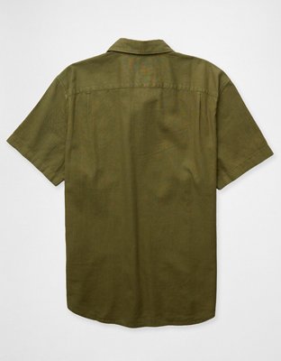 AE Linen-Blend Short-Sleeve Button-Up Shirt