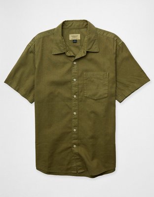 AE Linen-Blend Short-Sleeve Button-Up Shirt
