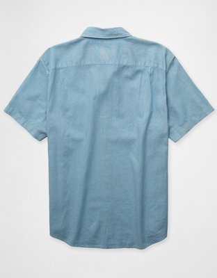 AE Linen-Blend Short-Sleeve Button-Up Shirt