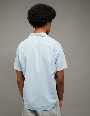AE Linen-Blend Short-Sleeve Button-Up Shirt