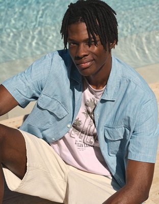 AE Relaxed Fit Short-Sleeve Camp Collar Shirt