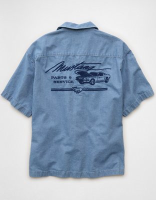 AE Relaxed Ford Mustang Denim Button-Up Shirt