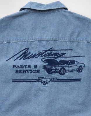 AE Relaxed Ford Mustang Denim Button-Up Shirt