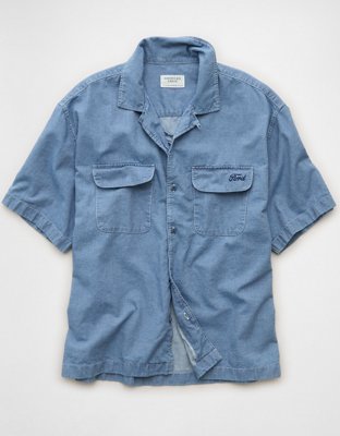 AE Relaxed Ford Mustang Denim Button-Up Shirt