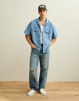 AE Relaxed Ford Mustang Denim Button-Up Shirt