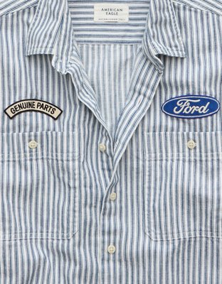 AE Short-Sleeve Denim Button-Up Shirt