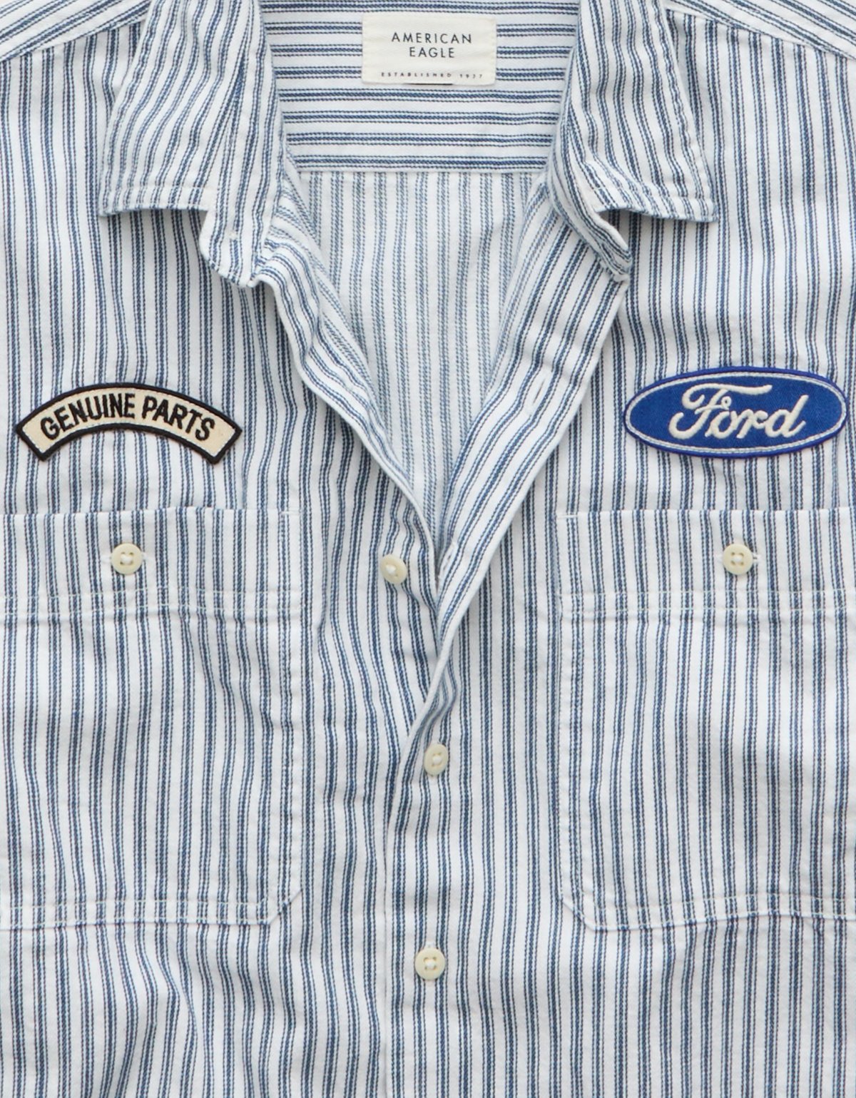 AE Short-Sleeve Denim Button-Up Shirt - image 3