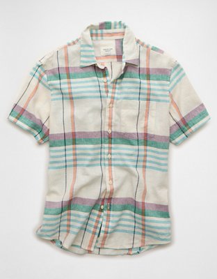 AE Standard Fit Linen-Blend Button-Up Shirt