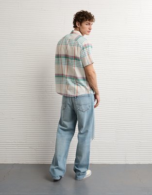 AE Standard Fit Linen-Blend Button-Up Shirt