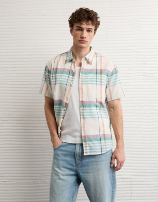 AE Standard Fit Linen-Blend Button-Up Shirt