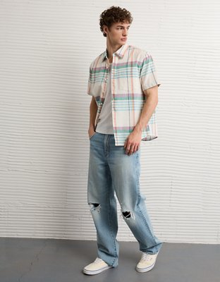 AE Standard Fit Linen-Blend Button-Up Shirt