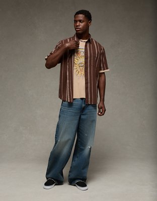 AE Standard Fit Linen-Blend Button-Up Shirt