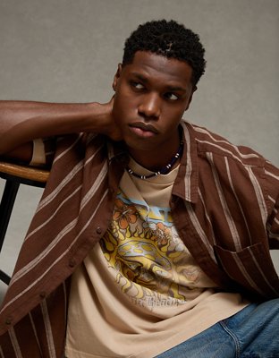 AE Standard Fit Linen-Blend Button-Up Shirt