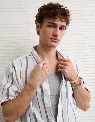 AE Standard Fit Linen-Blend Button-Up Shirt