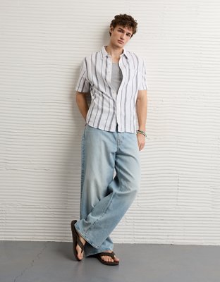 AE Standard Fit Linen-Blend Button-Up Shirt