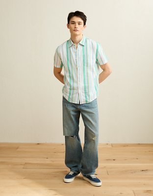 AE Standard Fit Linen-Blend Button-Up Shirt
