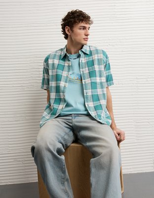 AE Standard Fit Linen-Blend Button-Up Shirt from American Eagle - $41.21