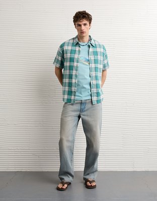 AE Standard Fit Linen-Blend Button-Up Shirt