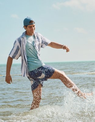 AE Standard Fit Linen-Blend Button-Up Shirt