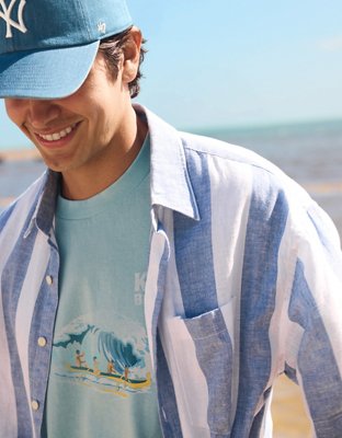 AE Standard Fit Linen-Blend Button-Up Shirt