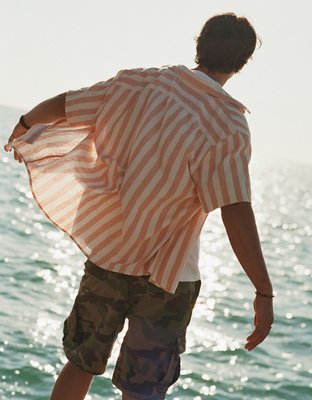 AE Standard Fit Linen-Blend Button-Up Shirt