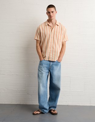 AE Standard Fit Linen-Blend Button-Up Shirt from American Eagle - $54.95