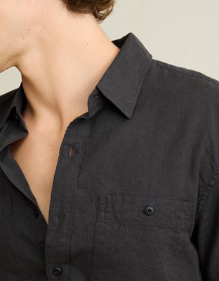 AE Standard Fit Linen-Blend Button-Up Shirt | American Eagle